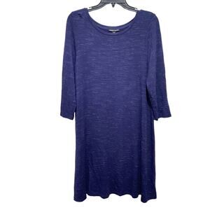 Hilary Radley Heather Blue T-Shirt Dress Size Large 3/4 Sleeves Swingy Hem